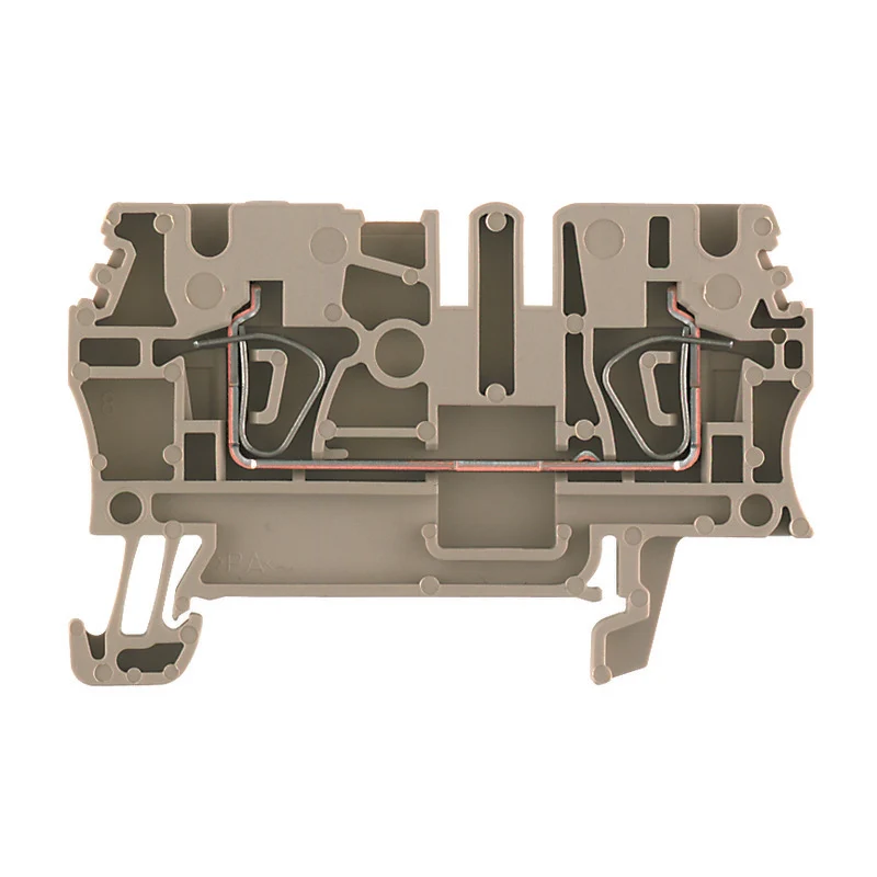 Feed-through terminal block, Tension-clamp connection, dark beige, 2.5 mm², 24 A, 800 V, Connections: 2, Levels: 1, TS 35, V-0, Wemid, 120 °C