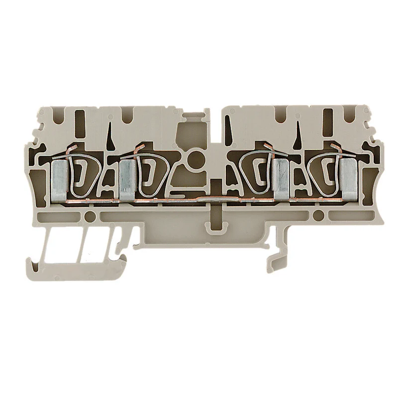 Feed-through terminal block, Tension-clamp connection, dark beige, 2.5 mm², 24 A, 800 V, Connections: 4, Levels: 1, TS 35, V-0, Wemid, 120 °C