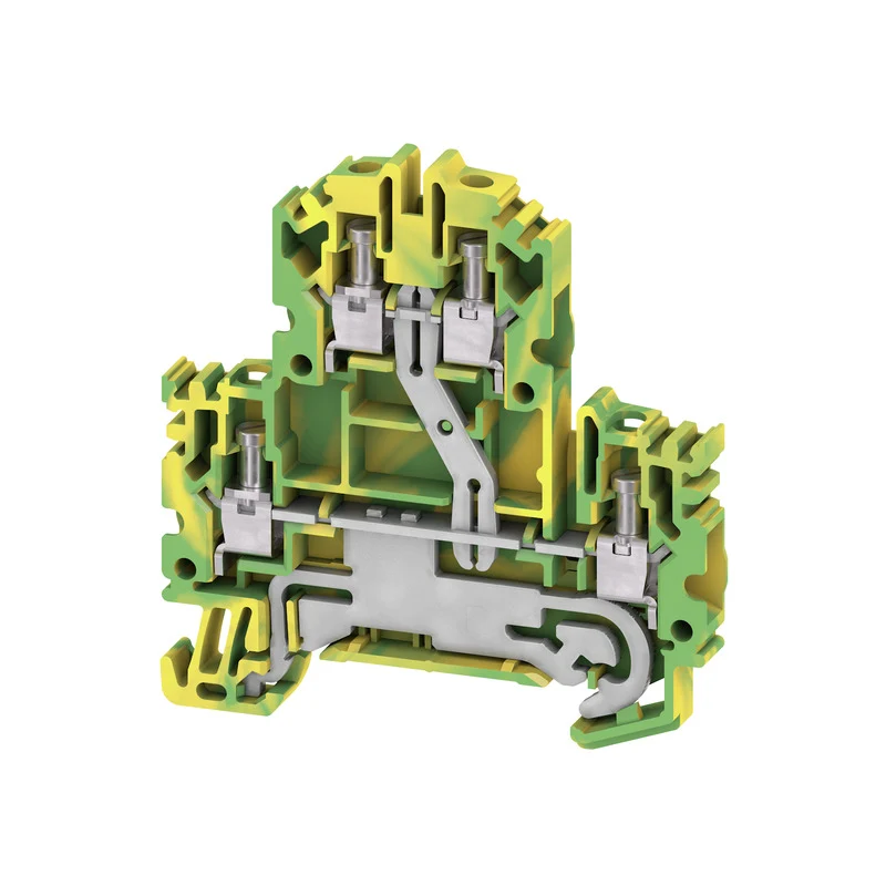 Multi-tier PE terminal, Screw connection, Green/yellow, 4 mm², 800 V, Connections: 4, Levels: 2, TS 35, V-0, Wemid