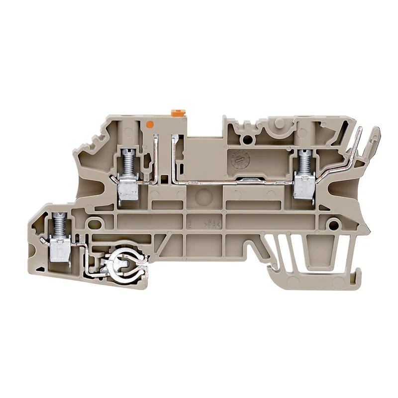 Test-disconnect terminal, Screw connection, dark beige, 2.5 mm², 20 A, 250 V, Connections: 4, Levels: 2, TS 35, V-0, Wemid