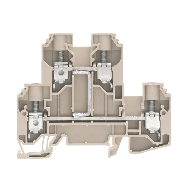 Multi-tier modular terminal, Screw connection, dark beige, 10 mm², 800 V, 800 V, Connections: 4, Levels: 2, TS 35, V-0, Wemid