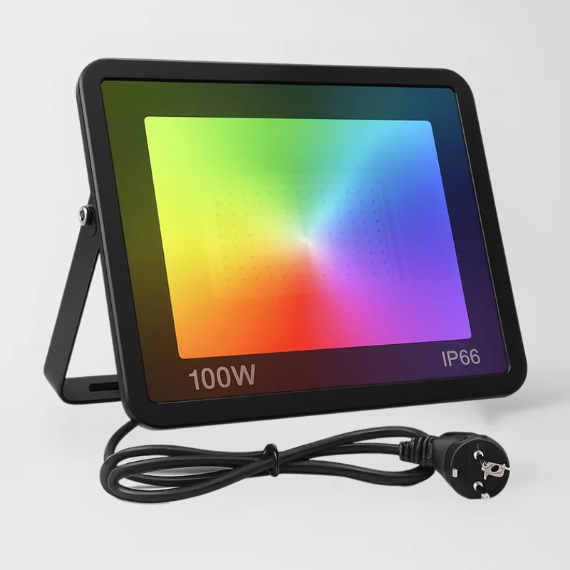 Projecteur LED extérieur connecté Tuya | WiFi étanche IP66, RGB, compatible Alexa & Google