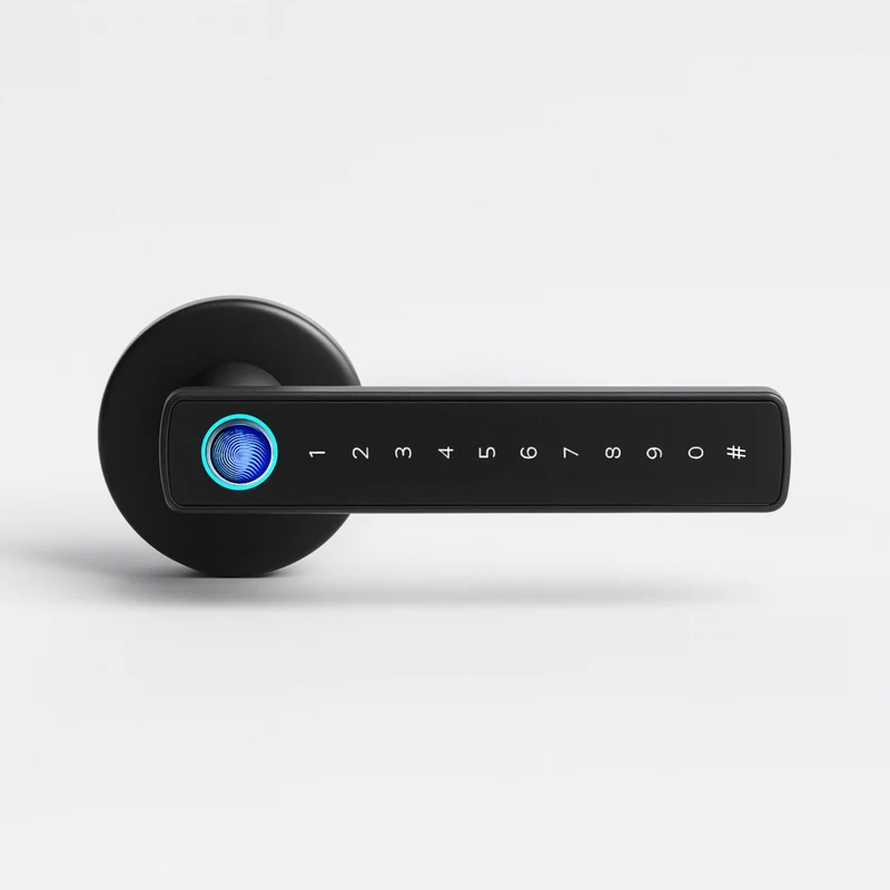 Serrure connectée biométrique 5 en 1 Tuya | Empreinte, Code, Carte RFID, Application & Clé