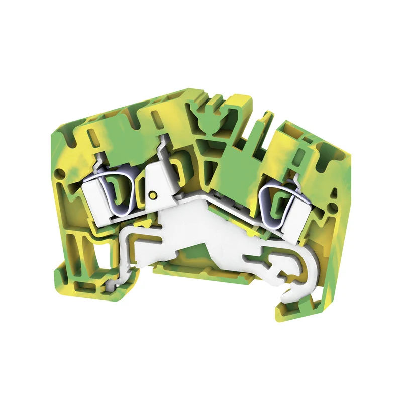 PE terminal, Tension-clamp connection, Green/yellow, 4 mm², 800 V, Connections: 3, Levels: 1, TS 35, V-0, Wemid