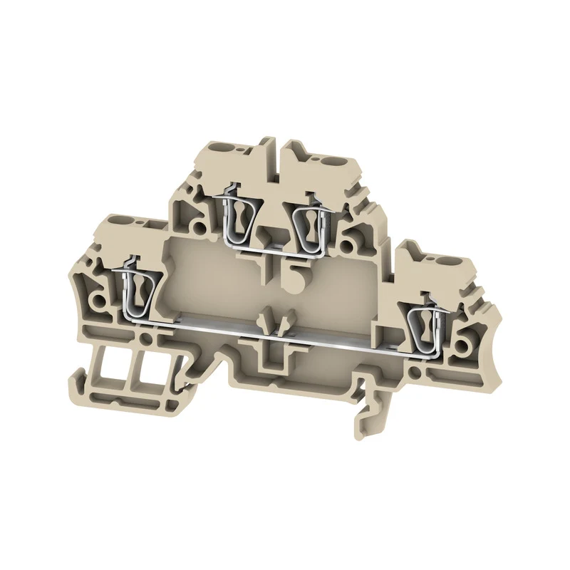 Multi-tier modular terminal, Tension-clamp connection, beige, 2.5 mm², 500 V, 800 V, Connections: 4, Levels: 2, TS 35, V-0, Wemid