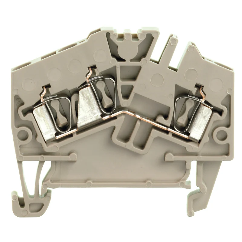 Feed-through terminal block, Tension-clamp connection, dark beige, 2.5 mm², 24 A, 800 V, Connections: 3, Levels: 1, TS 35, V-0, Wemid, 120 °C