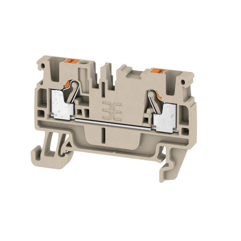 Feed-through terminal block, PUSH IN, dark beige, 2.5 mm², 24 A, 800 V, Connections: 2, Levels: 1, TS 35, V-0, Wemid, 130 °C