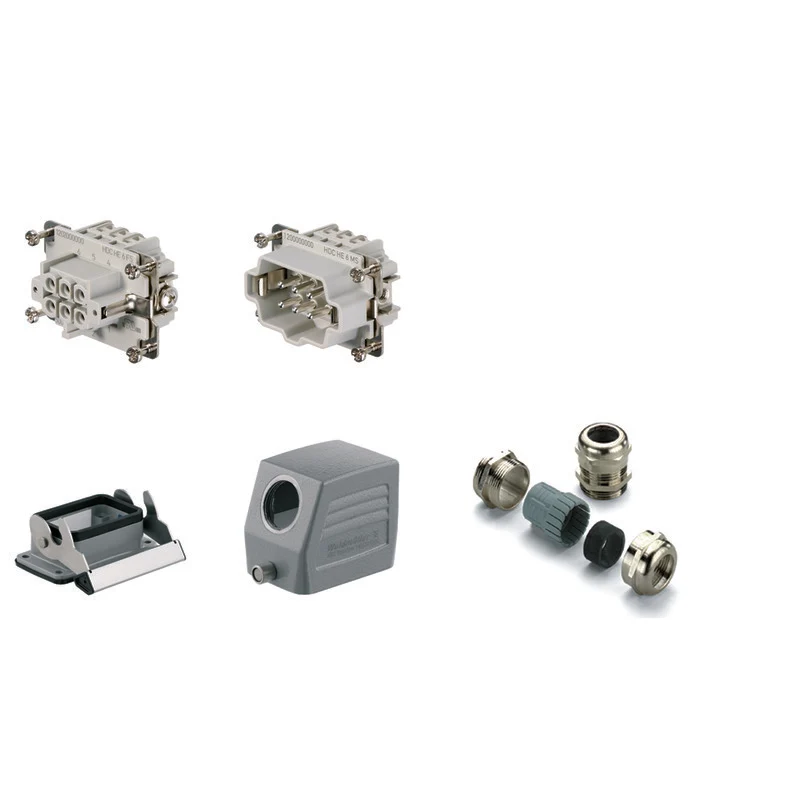 Industrial connectors (set), Series: HE, Screw connection, Size: 3, Number of poles: 6