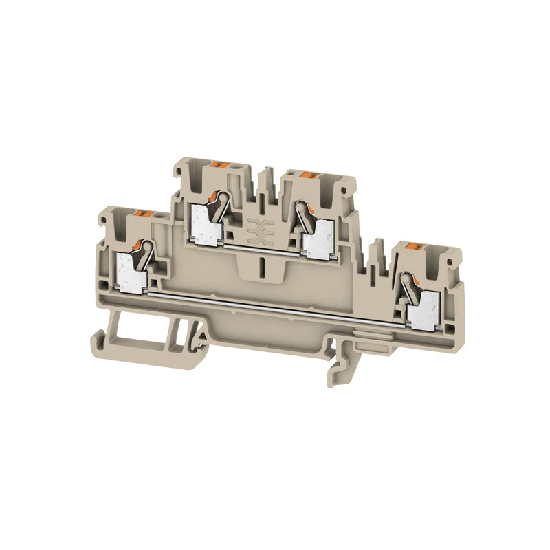 Multi-tier modular terminal, PUSH IN, dark beige, 2.5 mm², 800 V, 800 V, Connections: 4, Levels: 2, TS 35, V-0, Wemid