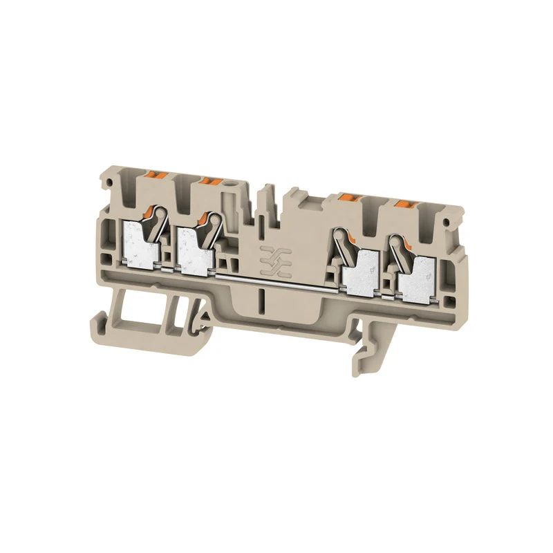 Feed-through terminal block, PUSH IN, dark beige, 2.5 mm², 24 A, 800 V, Connections: 4, Levels: 1, TS 35, V-0, Wemid, 130 °C