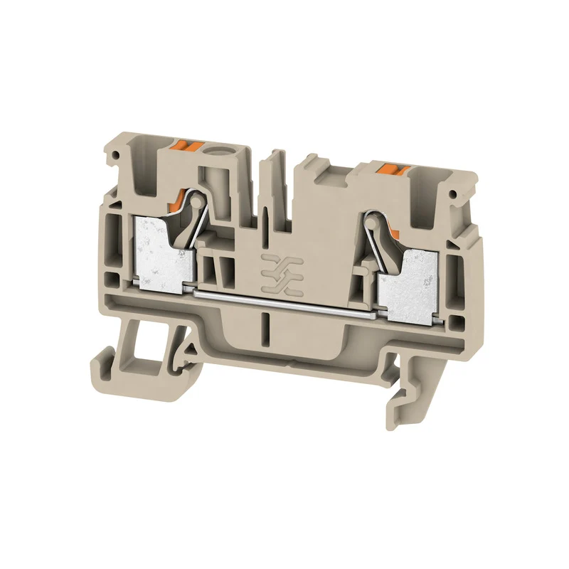 Feed-through terminal block, PUSH IN, dark beige, 4 mm², 32 A, 800 V, Connections: 2, Levels: 1, TS 35, V-0, Wemid, 130 °C