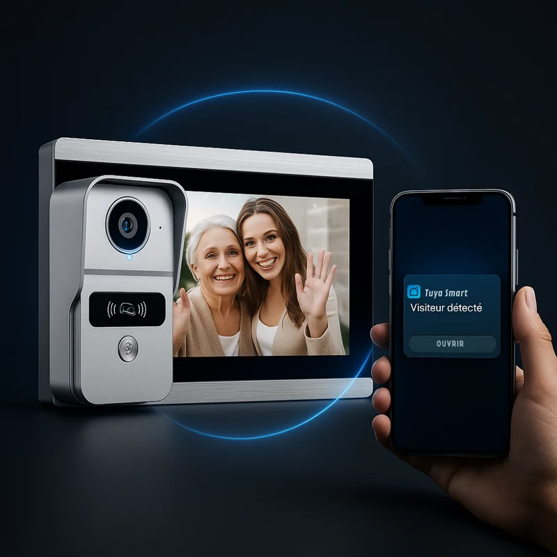 Interphone Vidéo Connectée WiFi Tuya avec Écran Tactile 10 Pouces