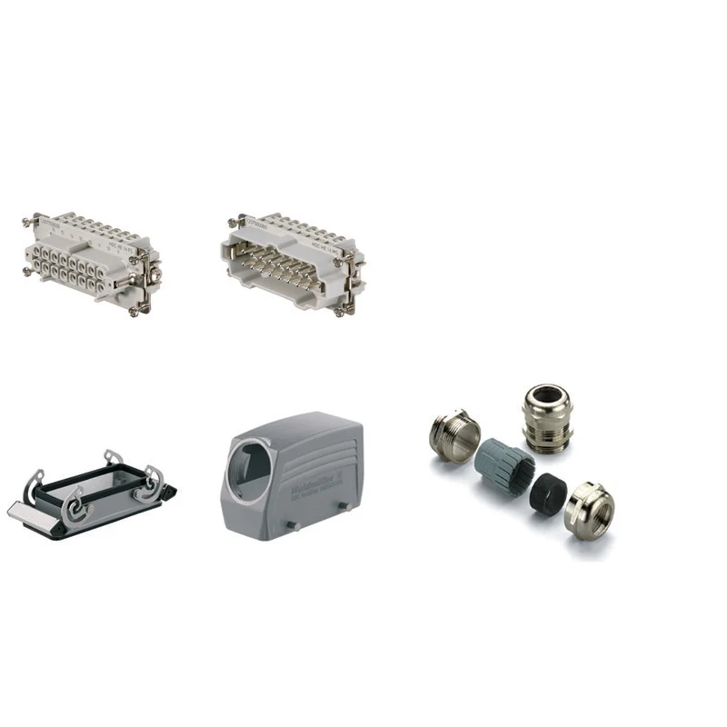 Rectangular plug-in connector (Set), 16 A, Number of poles: 16, Screw connection, Series: HE