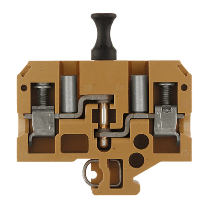 Test-disconnect terminal, Screw connection, medium yellow, 10 mm², 26 A, 500 V, Connections: 2, Levels: 1, TS 32, V-0, 5VA, KrG