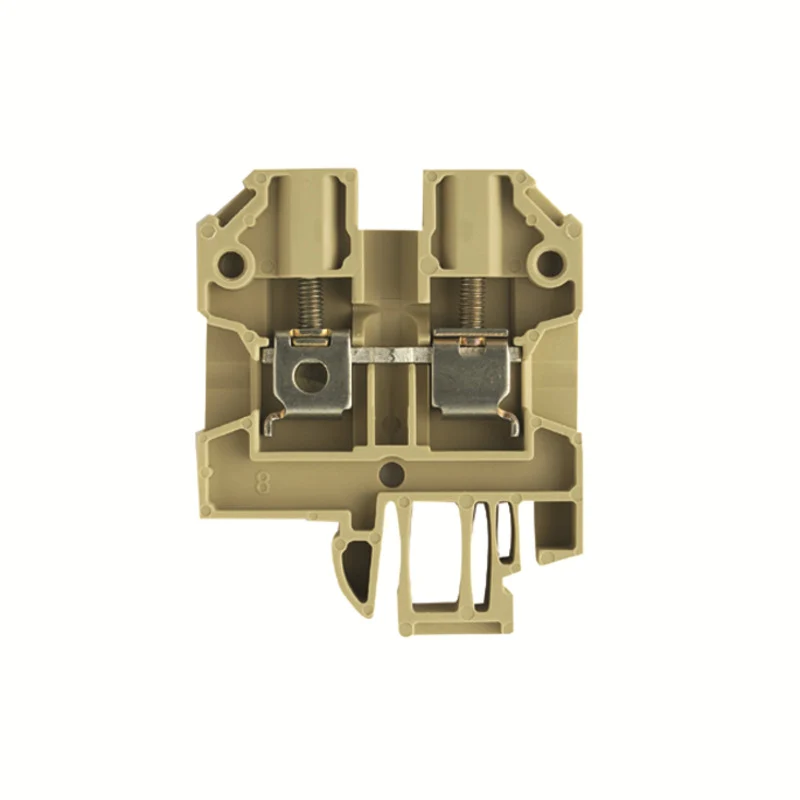 Feed-through terminal block, Screw connection, beige / yellow, 2.5 mm², 24 A, 800 V, Connections: 2, Levels: 1, TS 32, V-2, PA 66, 100 °C