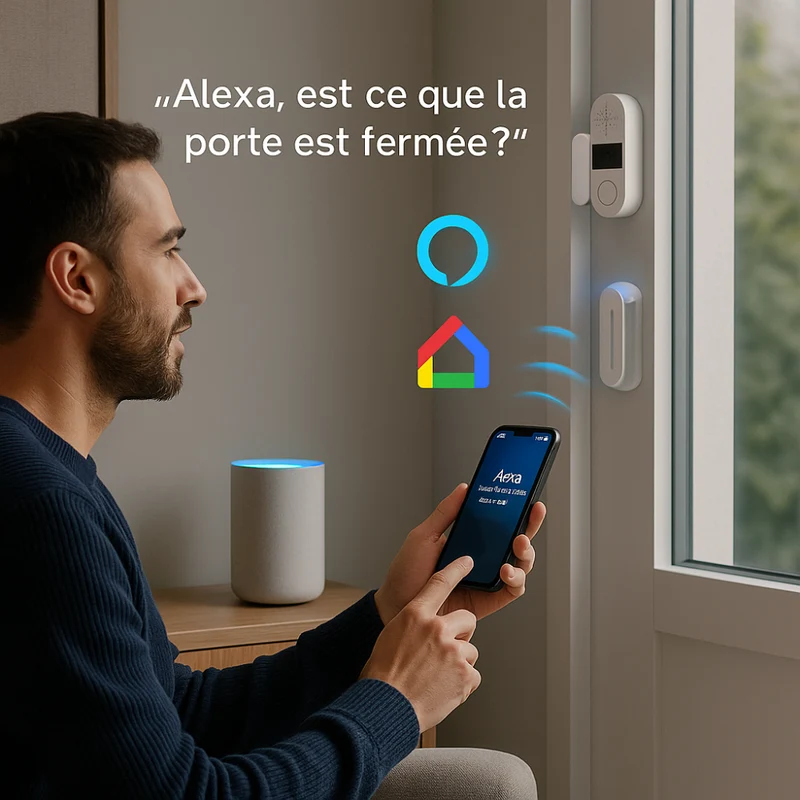 Détecteur d'Ouverture Porte & Fenêtre Connecté WIFI/Zigbee Tuya avec Alarme
