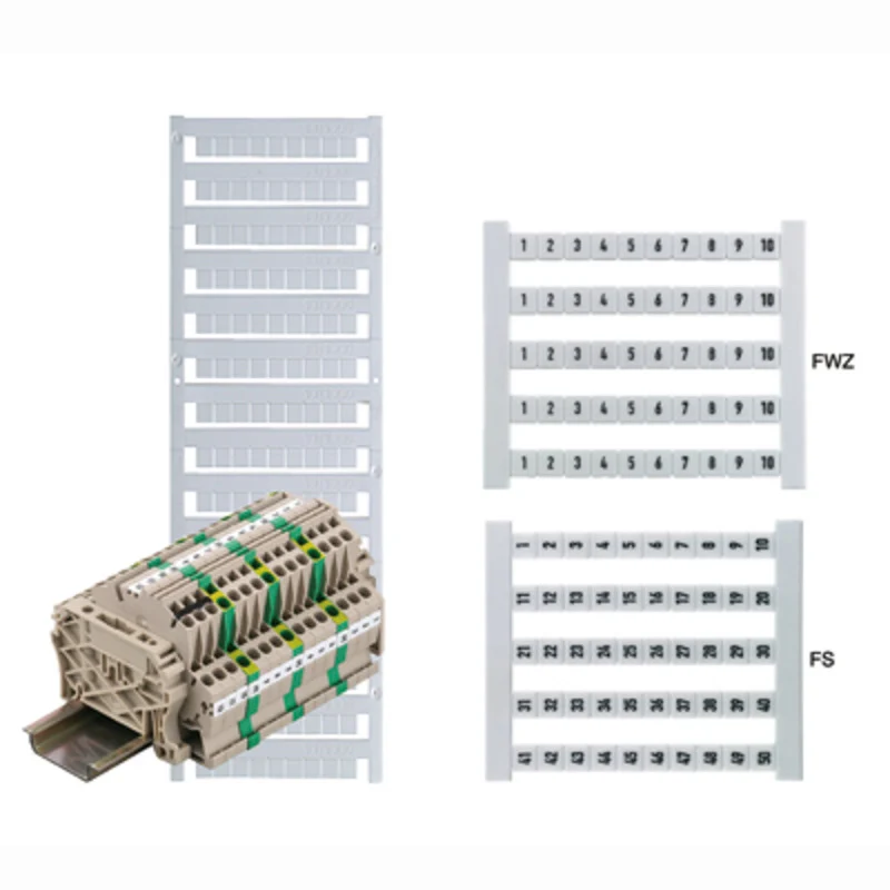 Terminal marking, white, Pitch in mm: 6.50, Printed characters: Numbers, vertical, Width: 6.5 mm, Height: 5 mm