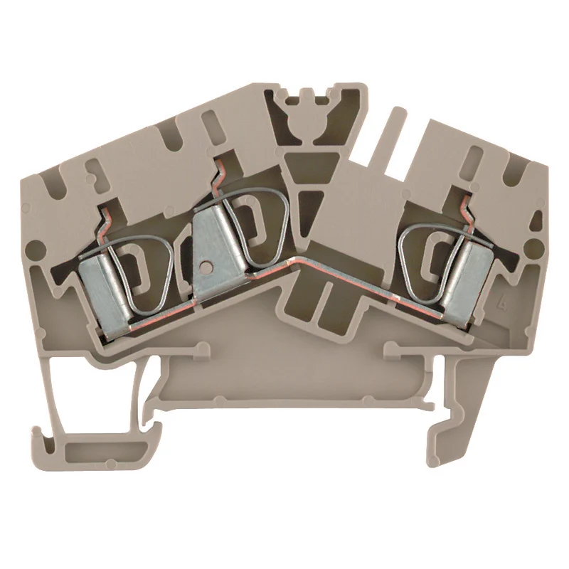 Feed-through terminal block, Tension-clamp connection, dark beige, 4 mm², 32 A, 800 V, Connections: 3, Levels: 1, TS 35, V-0, Wemid, 120 °C