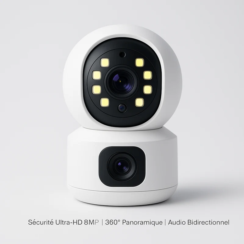 Caméra de Surveillance Intérieur 360° 4K (8MP) Tuya | Double Objectif avec suivi IA