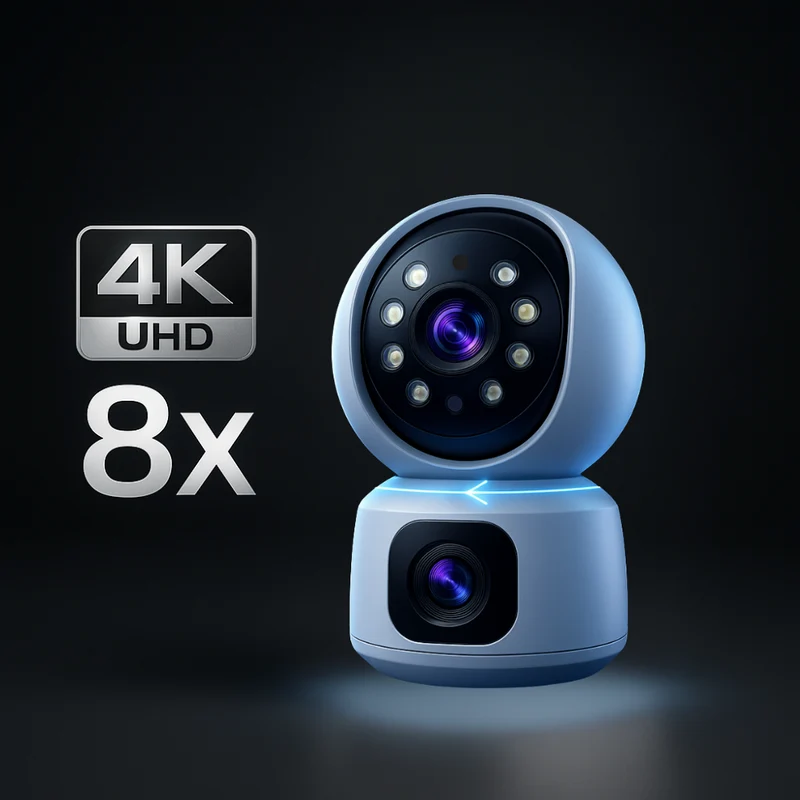 Caméra de Surveillance Intérieur 360° 4K (8MP) Tuya | Double Objectif avec suivi IA