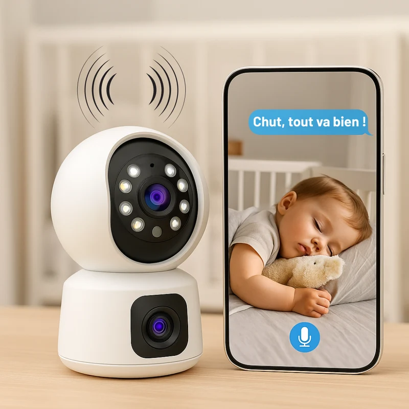 Caméra de Surveillance Intérieur 360° 4K (8MP) Tuya | Double Objectif avec suivi IA