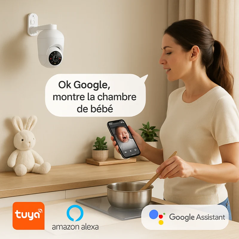 Caméra de Surveillance Intérieur PTZ 4K Tuya (8MP) | Suivi automatique & Vision nocturne