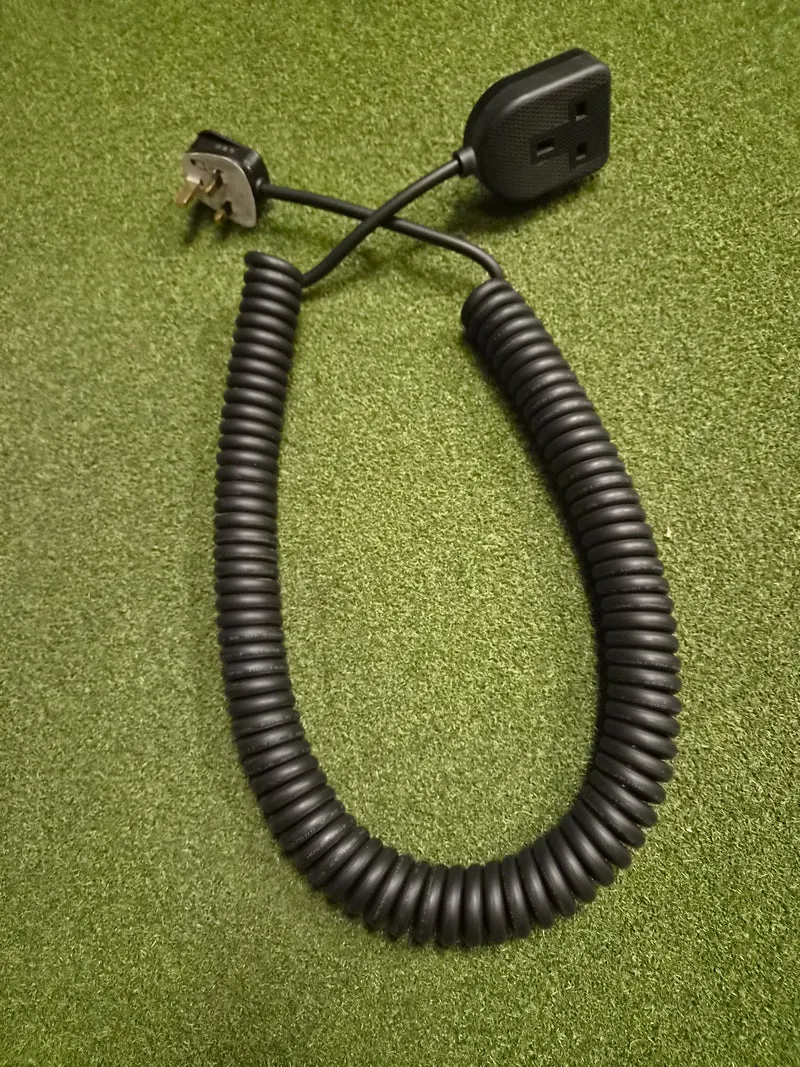 1-way White or Black LSZH Coiled Power Extension lead
