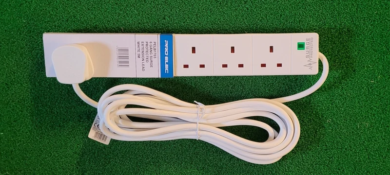 6-Way 10m straight White Power Surge Extension Lead