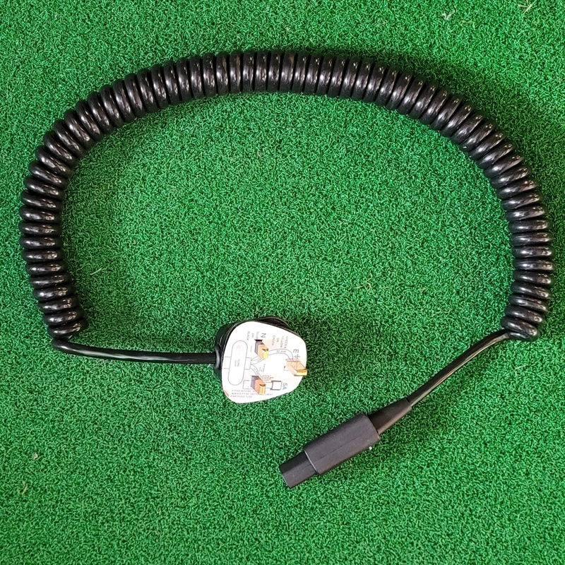 PUR Coiled Kettle Lead UK Mains Power Plug to IEC C13, in Orange and black
