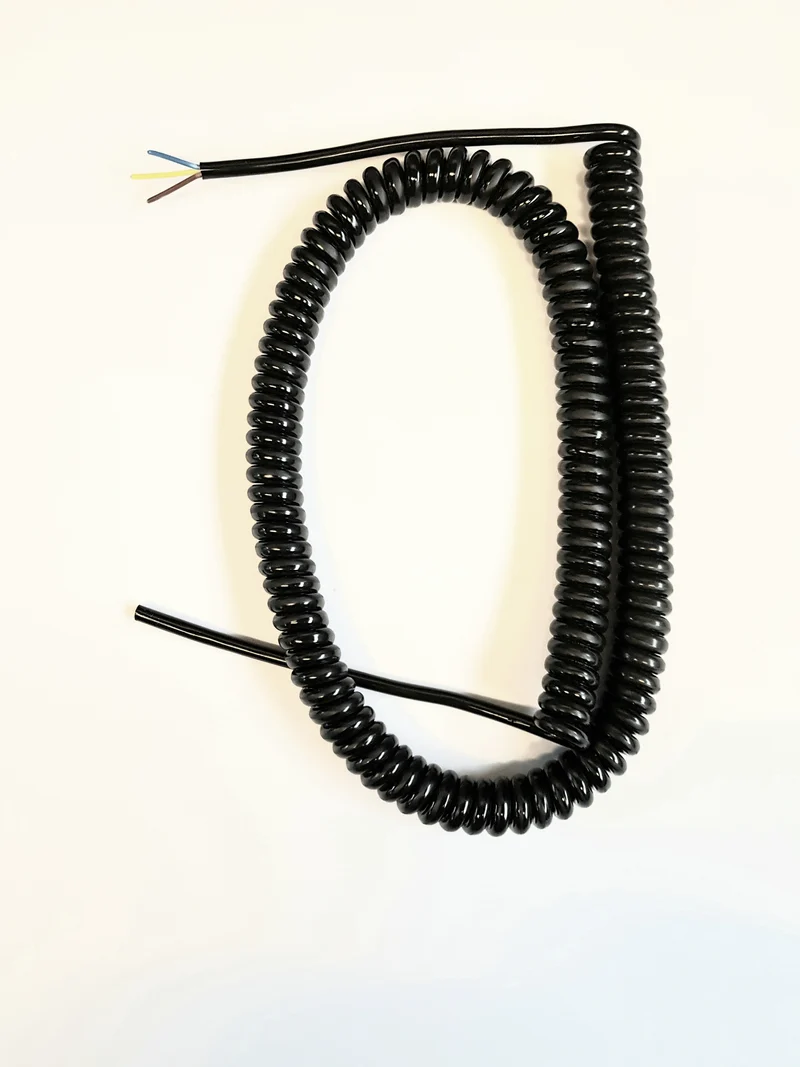 3 Core 0.75sqmm Black PUR Coiled Power Cable