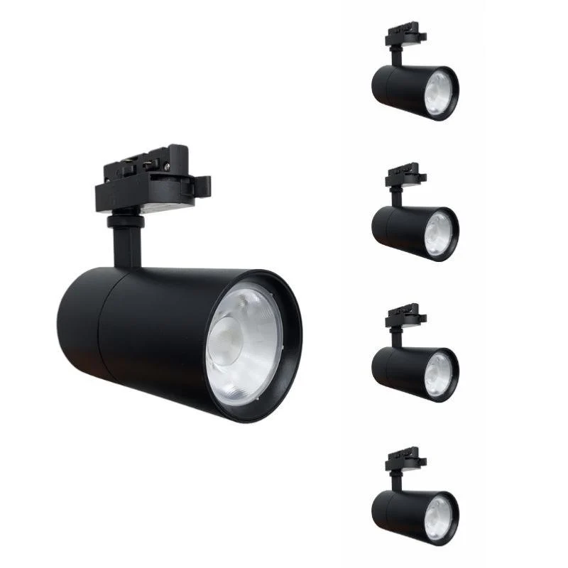 Spot LED sur Rail 30W 80° Compact Monophasé NOIR - Pack de 5