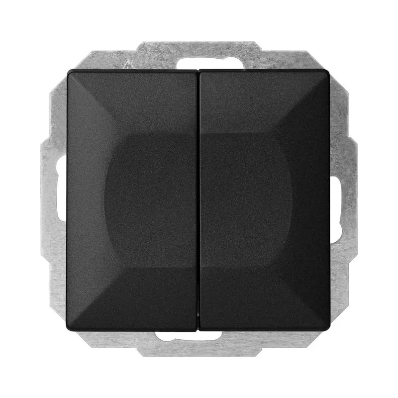 Interrupteur Mural Va-et-Vient Double Encastré 10A 250V - Noir