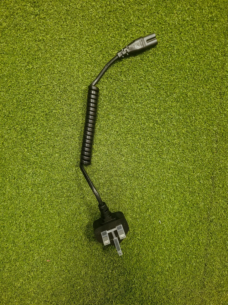 UK Mains Plug with 3A Fuse to 'Figure 8' (C7) Coiled Mains Lead in Black