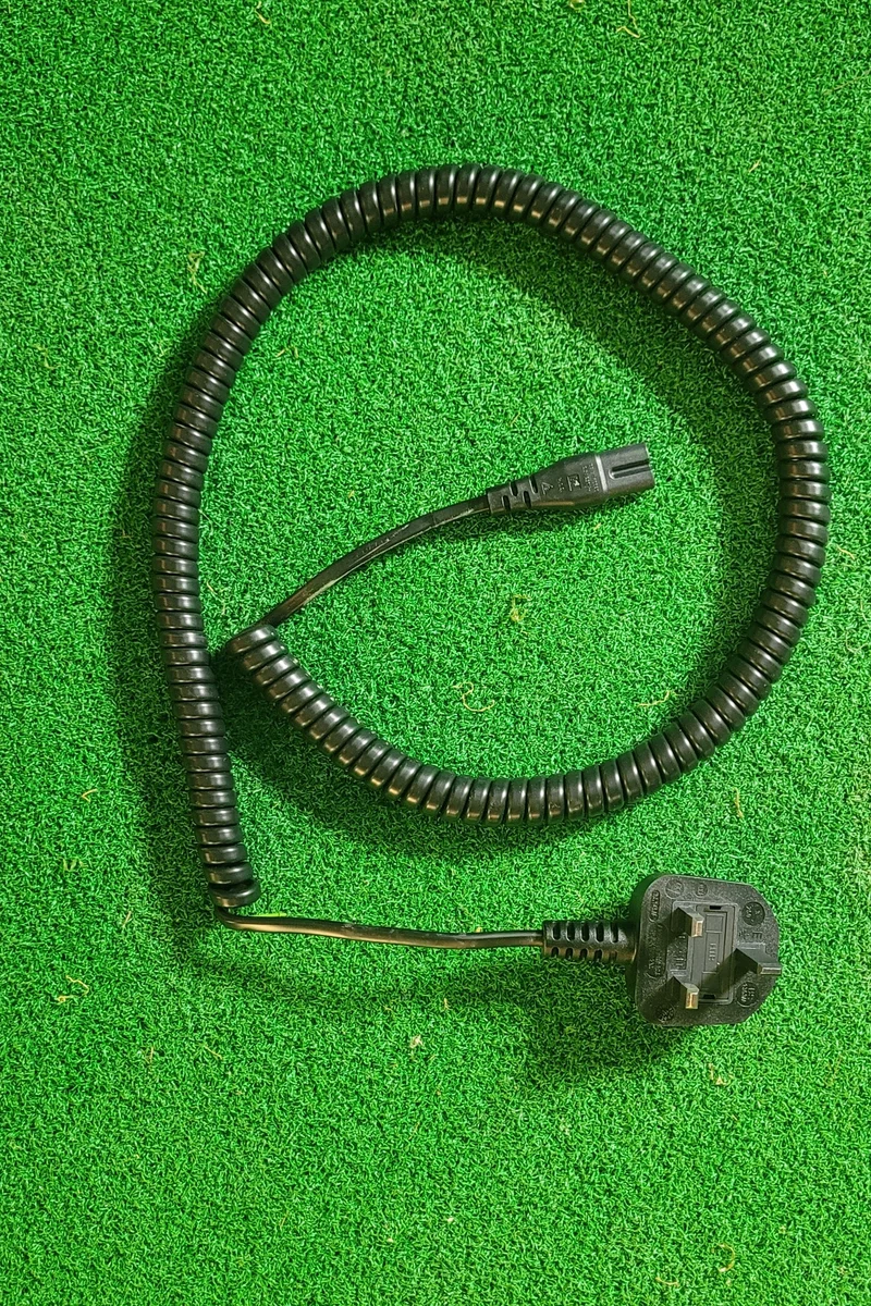 UK Mains Plug with 3A Fuse to 'Figure 8' (C7) Coiled Mains Lead in Black