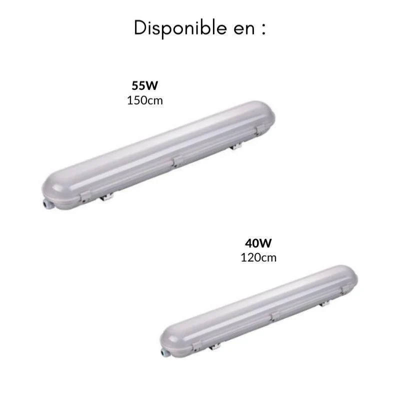 Réglette LED étanche 150cm 55W IP65 avec détecteur