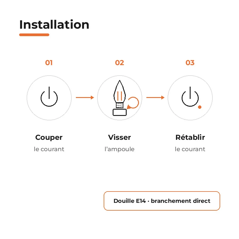 Ampoule LED Filament Dimmable E14 4W Ambrée C37