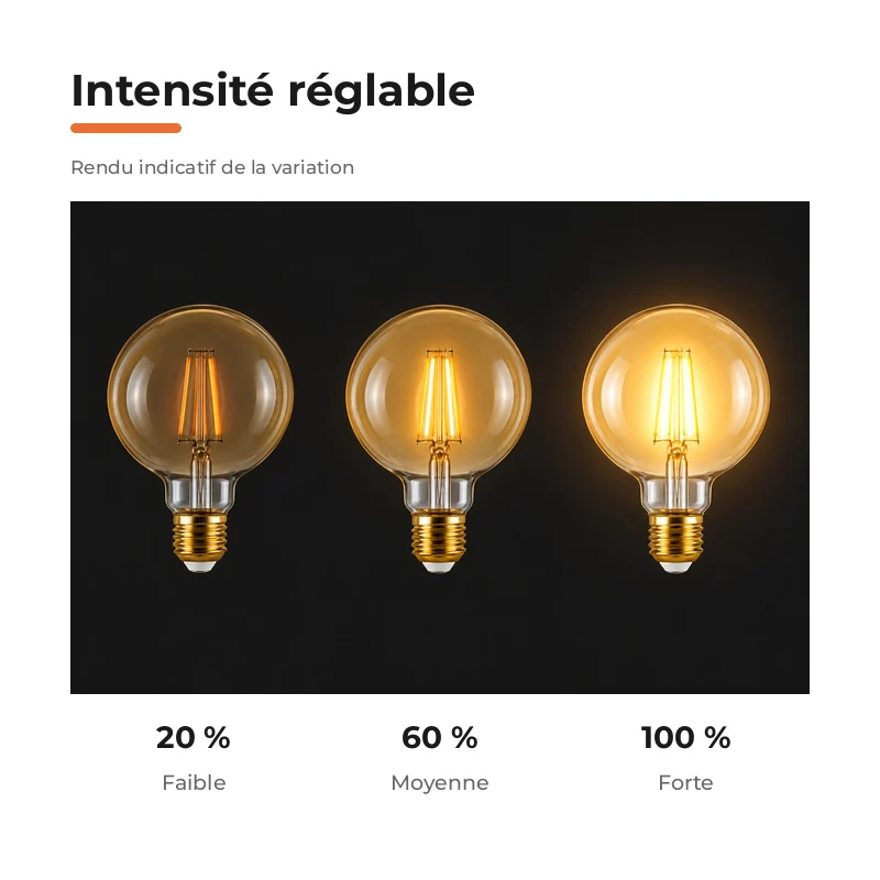 Ampoule LED Filament Dimmable E27 8W Ambrée G95
