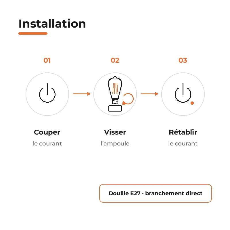 Ampoule LED Filament E27 8W Ambrée ST64