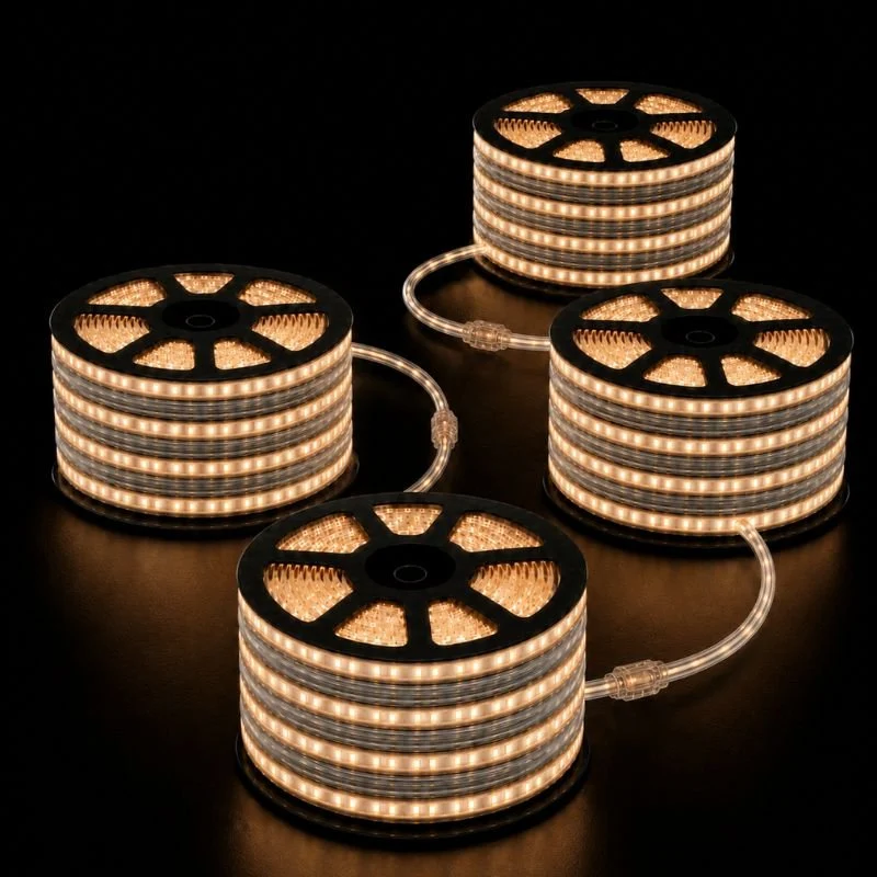 Ruban LED Tunnel 200M 2835 220V AC 9W/m IP65 120 LED/m (4 rubans 50M raccordable + alimentation)