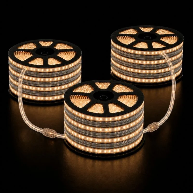 Ruban LED Tunnel 150M 2835 220V AC 9W/m IP65 120 LED/m (3 rubans 50M raccordable + alimentation)