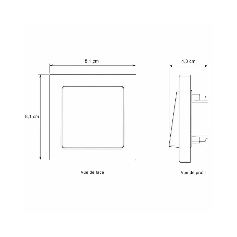Interrupteur Va-et-Vient Simple Encastré 10A 250V + Plaque de Finition Simple - Noir