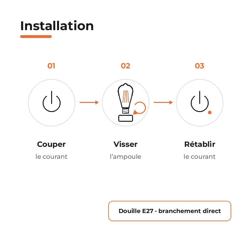 Ampoule LED Filament E27 4W Ambrée ST64 - Pack de 10