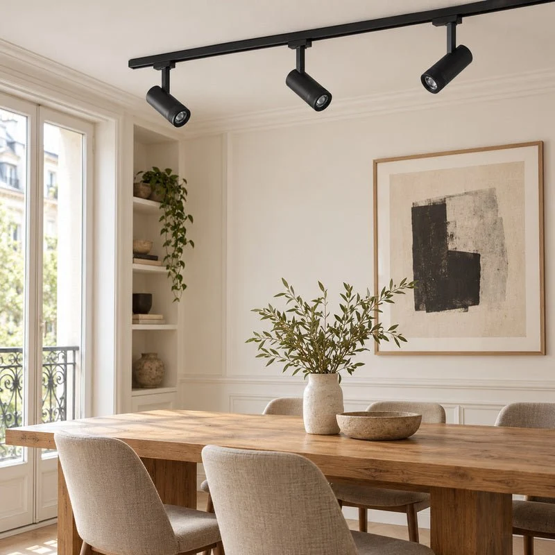 Spot LED sur Rail Noir Angle Ajustable Monophasé 30W 15-60° CCT TRIAC Dimmable - 3000K/4000K/6000K
