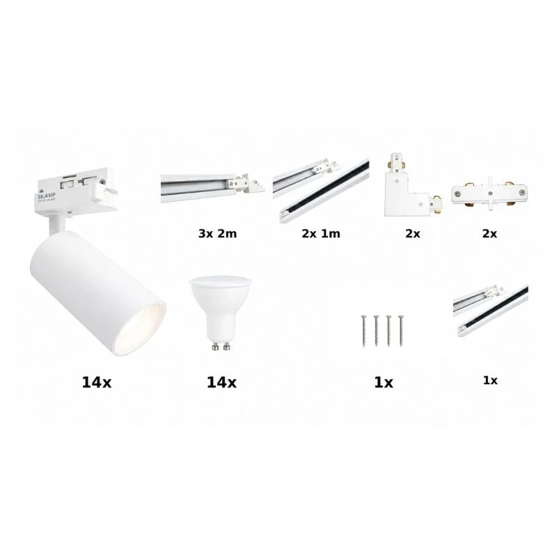 Kit Rail LED Monophasé en U + 14 Spots GU10 Blanc - 800 cm