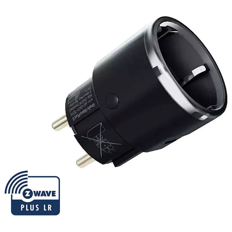 Shelly Tomada Inteligente Z-Wave Mesh/Long Range com Medidor de Consumo 230V / 12A - Shelly Wave Plug S LR em Preto