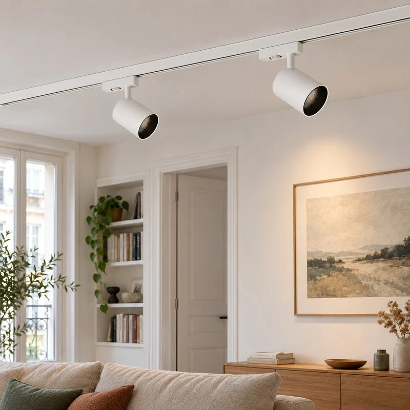 Spot LED sur Rail Blanc Triphasé 24W 36° TRIAC Dimmable