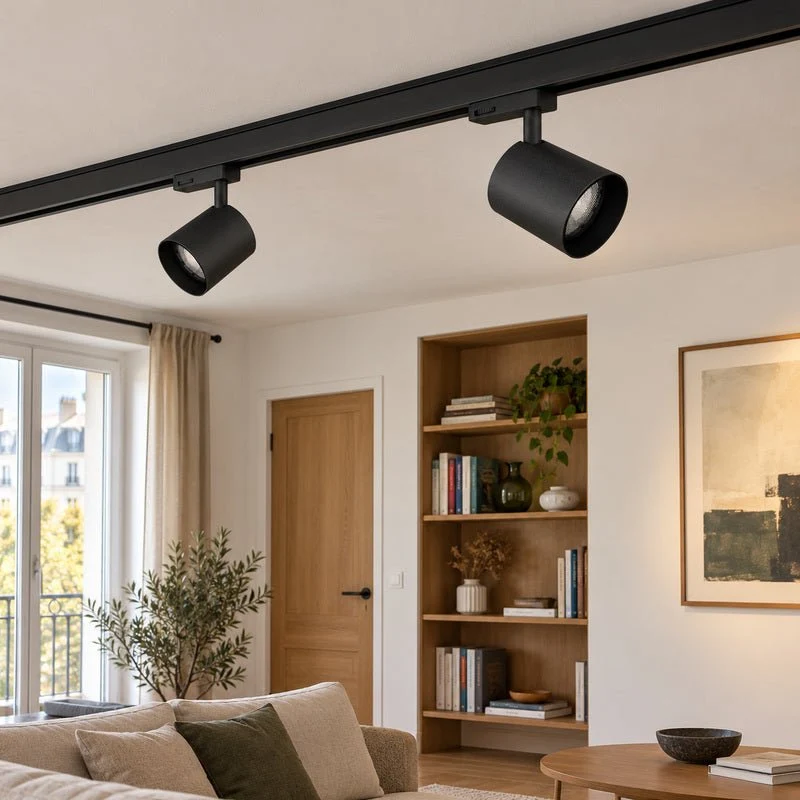 Spot LED sur Rail Noir Triphasé 24W 36° TRIAC Dimmable