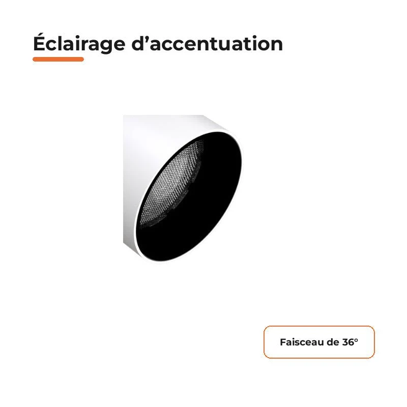 Spot LED sur Rail Blanc Monophasé 24W 36° TRIAC Dimmable