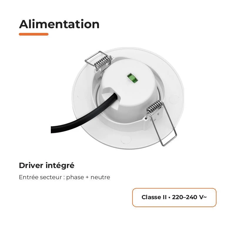 Spot Encastrable Extra Plat 4W CCT Noir ø90mm - 3000K/4000K/6500K