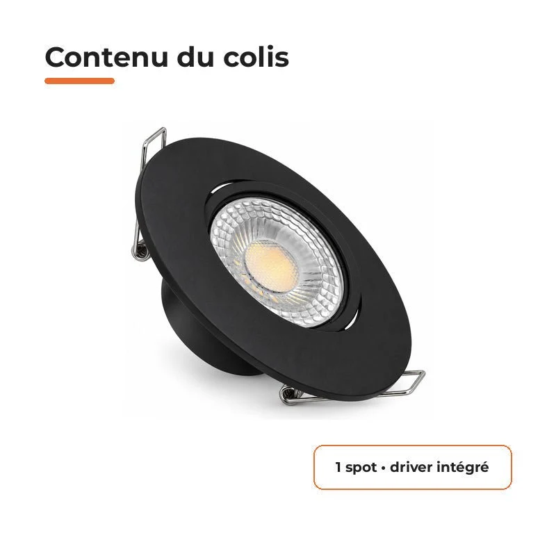 Spot Encastrable Extra Plat 4W CCT Noir ø90mm - 3000K/4000K/6500K